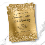 Shiny Gold Glitter Brushed Foil Monogram Birthday Invitation<br><div class="desc">A glamourous monogrammed 40th birthday invitation for her. Faux shiny gold glitter with sparkles against a coordinating faux brushed metal foil graphic image. The fancy black and white calligraphy monogram in the centre can be customized. All the sparkly and shiny elements in this modern girly design are digital graphics. Faux...</div>