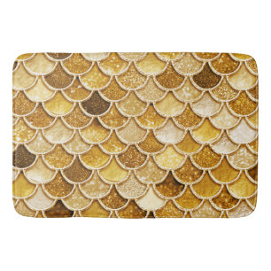Shiny Gold Glitter Mermaid Scales Bath Mat