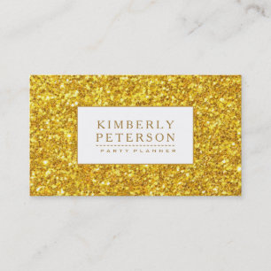 Shiny Gold Glitter White Accent Business Card