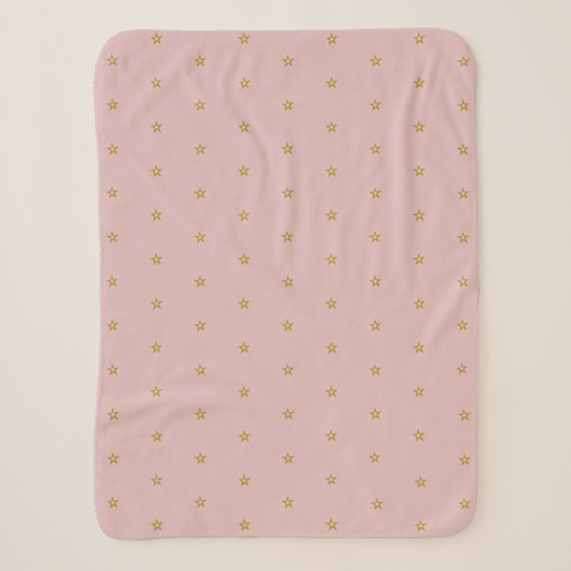 Shiny Gold Little Stars On Blush Pink Sweet Sherpa Blanket (Front)