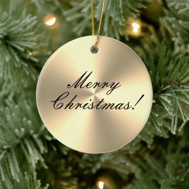 Shiny gold metallic texture custom Christmas tree Ceramic Ornament (Tree)