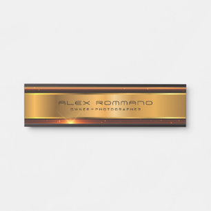 Shiny gold metallic texture door sign