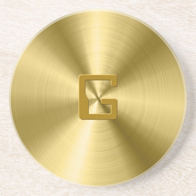 Shiny Gold Stainless Steel Texture print Coaster (Front)