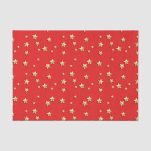 Shiny Gold Stars on a Red Background Tissue Paper