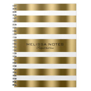 Shiny Gold Stripes With White Background Notebook