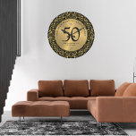 Shiny Gold Swirls Circle Frame 50th wedding Large Clock<br><div class="desc">Luxury shiny gold swirly circle 50th wedding anniversary wall clock design. Gold wedding anniversary. Custom black typography.</div>