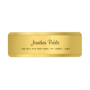 Shiny Gold Template Modern Script Return Address