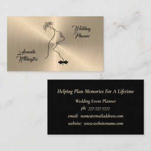 Shiny Gold Wedding Event Planner Business Card