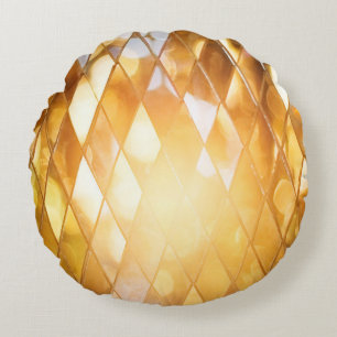 Shiny golden mosaic glass round pillow