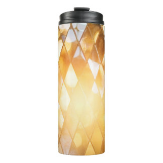 Shiny golden mosaic glass thermal tumbler