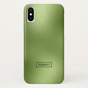Shiny Green Abstract Modern Background Monogram iPhone X Case