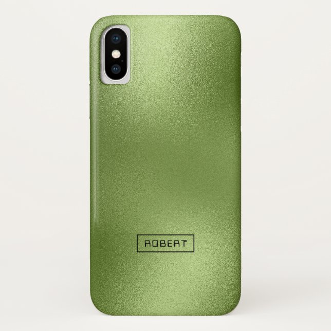 Shiny Green Abstract Modern Background Monogram Case-Mate iPhone Case (Back)