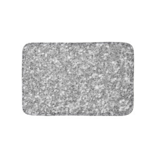 Shiny Grey And White Glitter Bath Mat