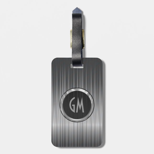 Shiny Grey  Carbon Fibre Texture Luggage Tag (Back Vertical)