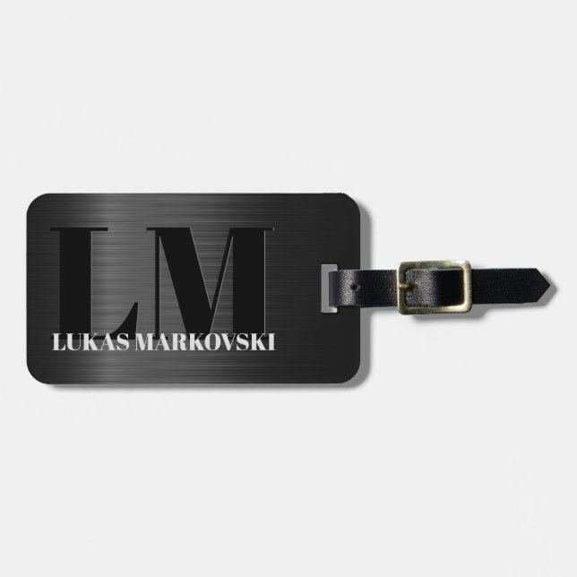 Shiny Grey Carbon Fibre Texture Luggage Tag 2 (Front Horizontal)