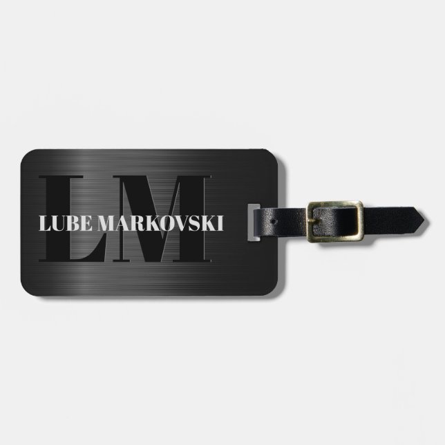 Shiny Grey Carbon Fibre Texture Luggage Tag 4 (Front Horizontal)