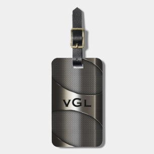 Shiny Grey Metallic Modern Geometric Design Luggage Tag