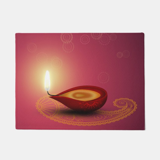 Shiny Happy Diwali Diya - Doormat (Front)