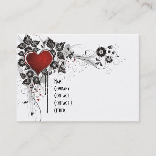 Shiny Heart, Leaves & Flowers - Original Business Card