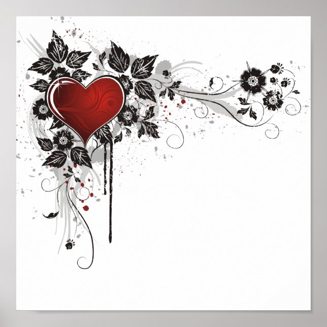 Shiny Heart, Leaves & Flowers - Original Poster (Front)