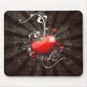 Shiny Heart with Swirly Grunge Background Mouse Pad