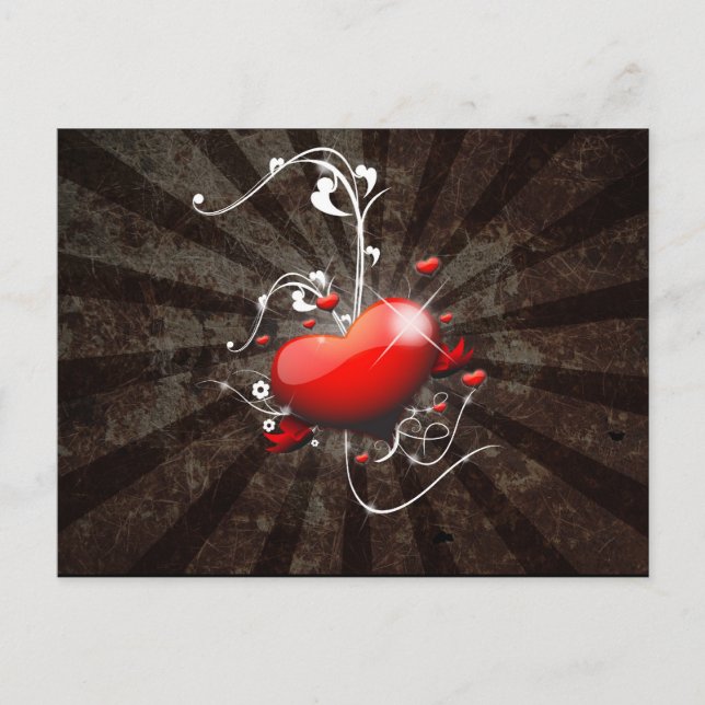 Shiny Heart with Swirly Grunge Background Postcard (Front)