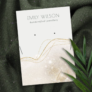 Shiny Ivory Gold Glitter Earring Necklace Display Business Card