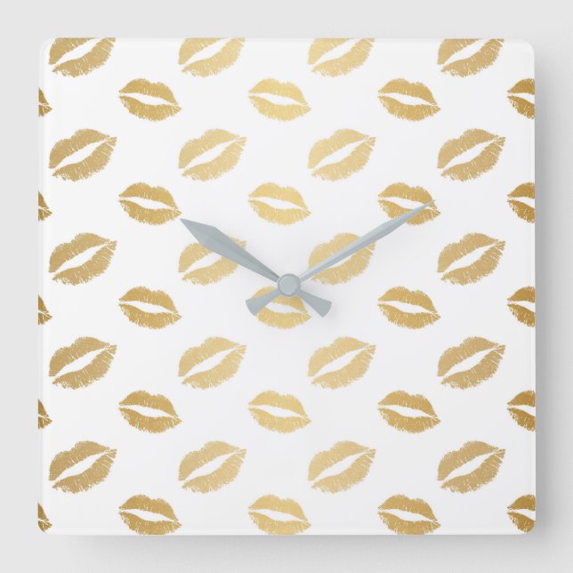 Shiny Kisses Square Wall Clock (Front)