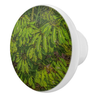 Shiny Leaves in Sunlight Ceramic Knob