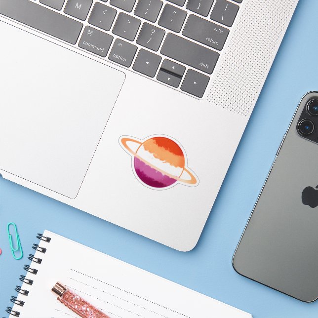 Shiny Lesbian Planet with Rings (Laptop w/ iPhone)