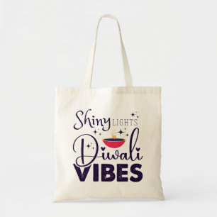 Shiny lights diwali vibes modern tote bag