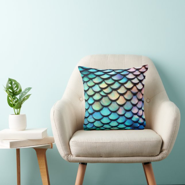 Shiny magic mermaid fish scale throw pillow (Chair)