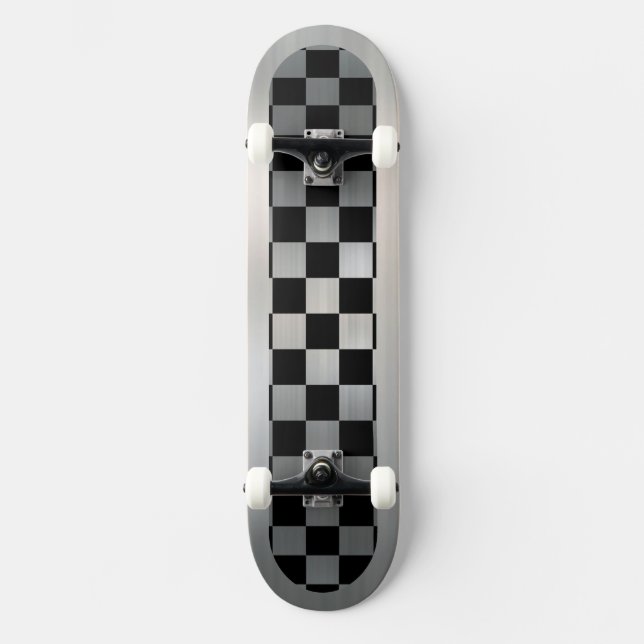 Shiny Metal Checker Board Skateboard (Front)