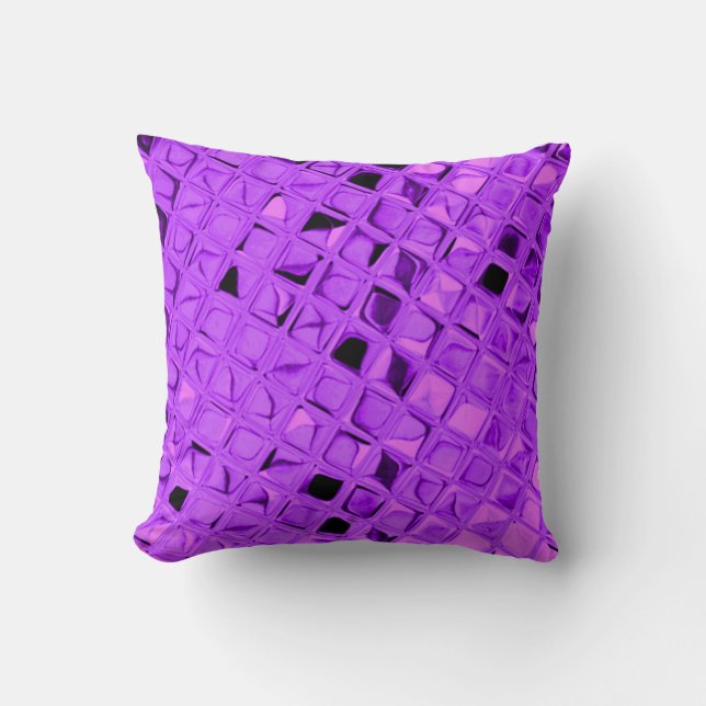 Shiny Metallic Amethyst Purple Grape Diamond Throw Pillow (Front)