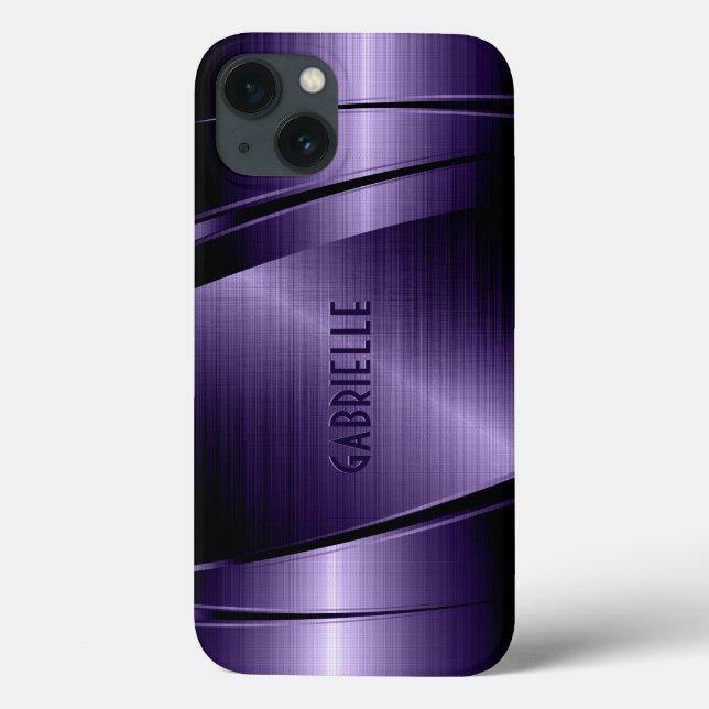 Shiny Metallic Dark Blue Brushed Aluminum Look Case-Mate iPhone Case (Back)