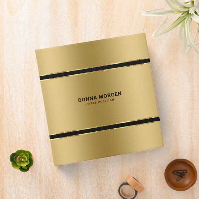 Shiny Metallic Gold Black stripes Binder (In Situ)