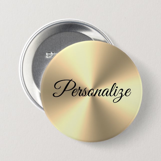 Shiny metallic gold large pinback button (Front & Back)
