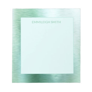 Shiny Metallic Iridescent Mint Green Name Notepad