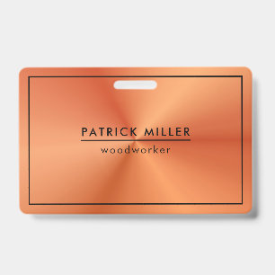 Shiny Metallic Orange Texture Black Accents Badge