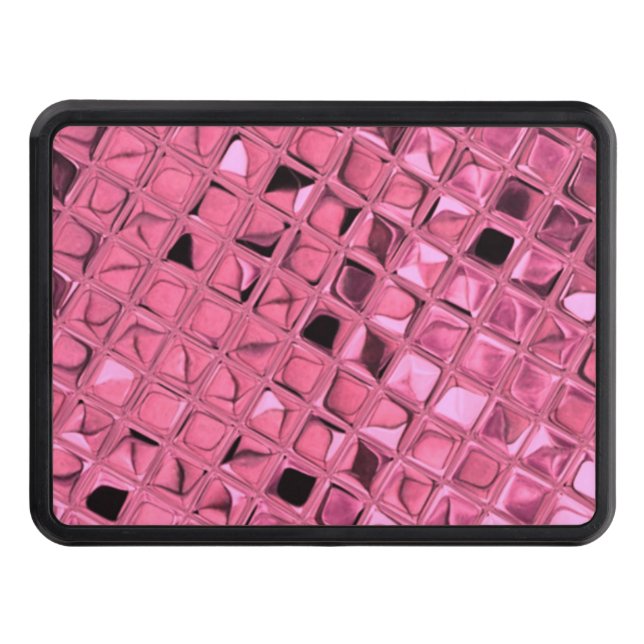 Shiny Metallic Pink Diamond Faux Serpentine Trailer Hitch Cover (Front)