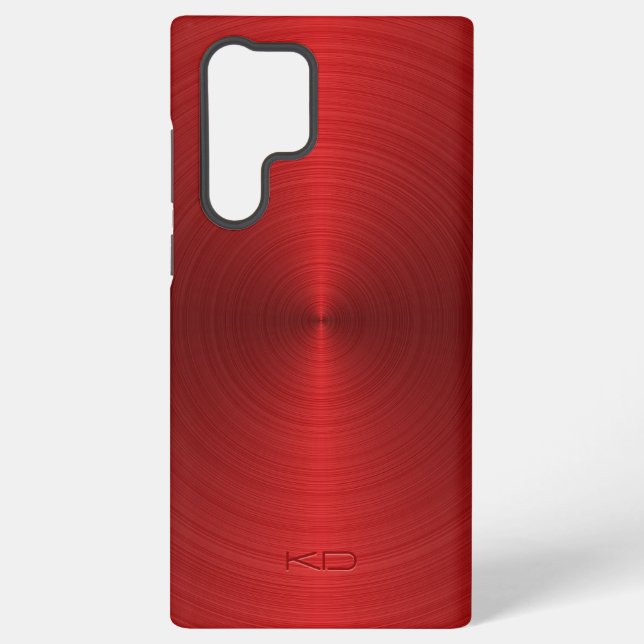 Shiny Metallic Red Texture Stainless Steel Look Samsung Galaxy S22 Ultra Case (Back)