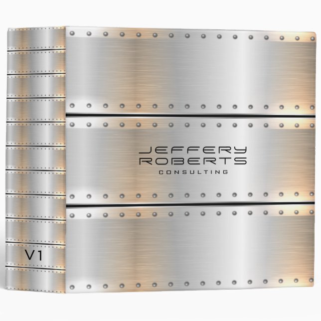 Shiny Metallic Silver-Grey Stripes Binder (Front/Spine)