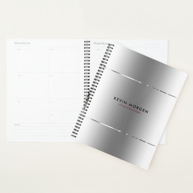 Shiny Metallic Stainless-Steel Background Planner (Display)