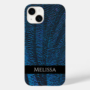 Shiny metallic vibrant blue abstract Custom Name Case-Mate iPhone 14 Case