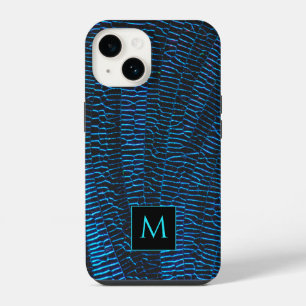 Shiny metallic vibrant blue abstract Monogram iPhone 14 Case