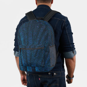 Shiny metallic vibrant blue geometric abstract printed backpack