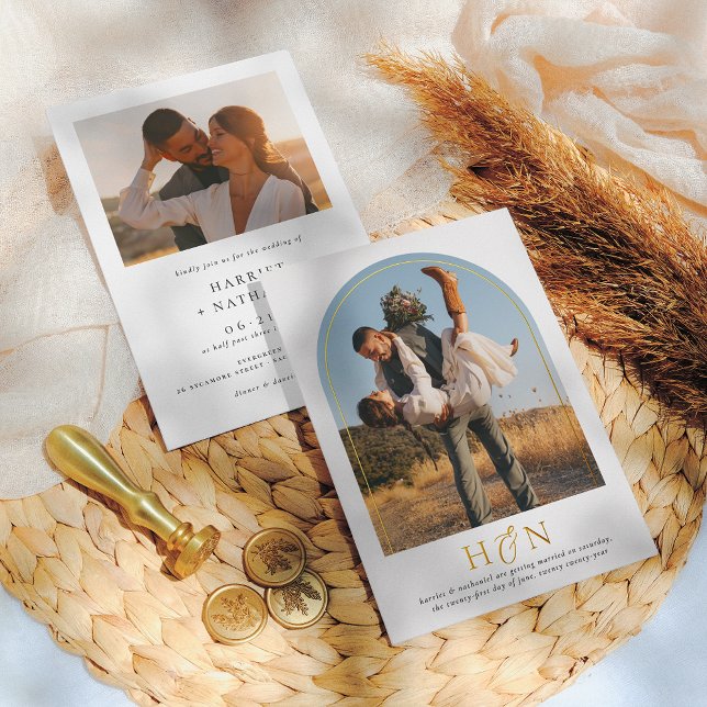 Shiny Minimal Initials Boho Arch 2 Photo Wedding  (Creator Uploaded)