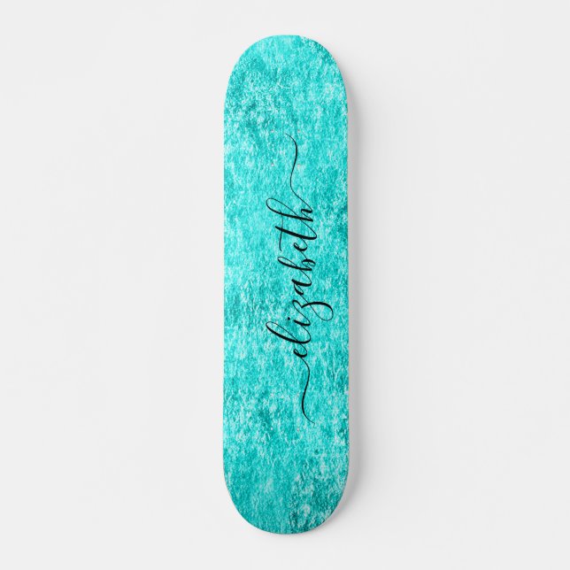 Shiny Mint Green Personalized Skateboard (Front)