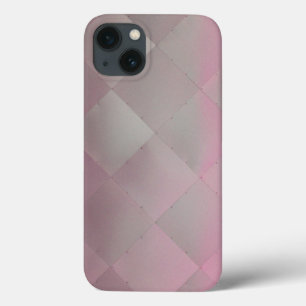 Shiny Modern Chequered Metal Pink iPhone 13 Case