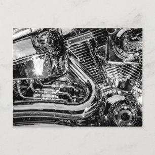 Shiny motorbike engine postcard
